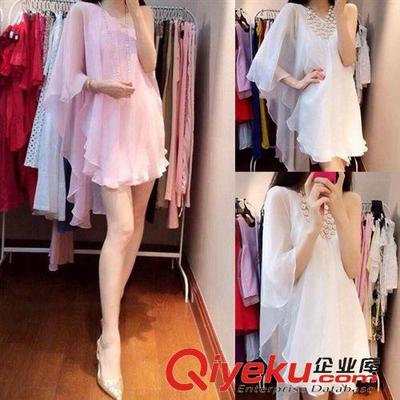 2015仙女风再袭 性感优雅不规则斜肩连衣裙，厂家直销批发优选